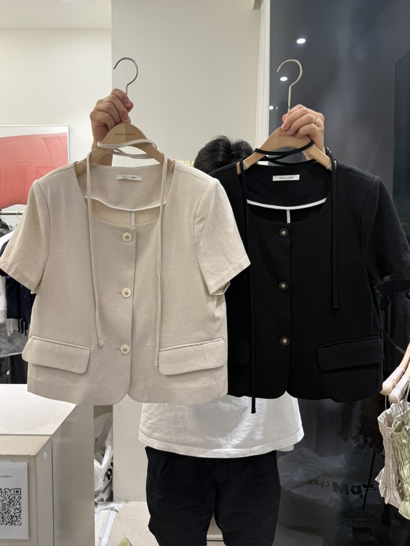 MEMO CLASSIC韓國代購女士新品25春夏人氣時尚真品夾克亞麻MEMO CLASSIC夾克