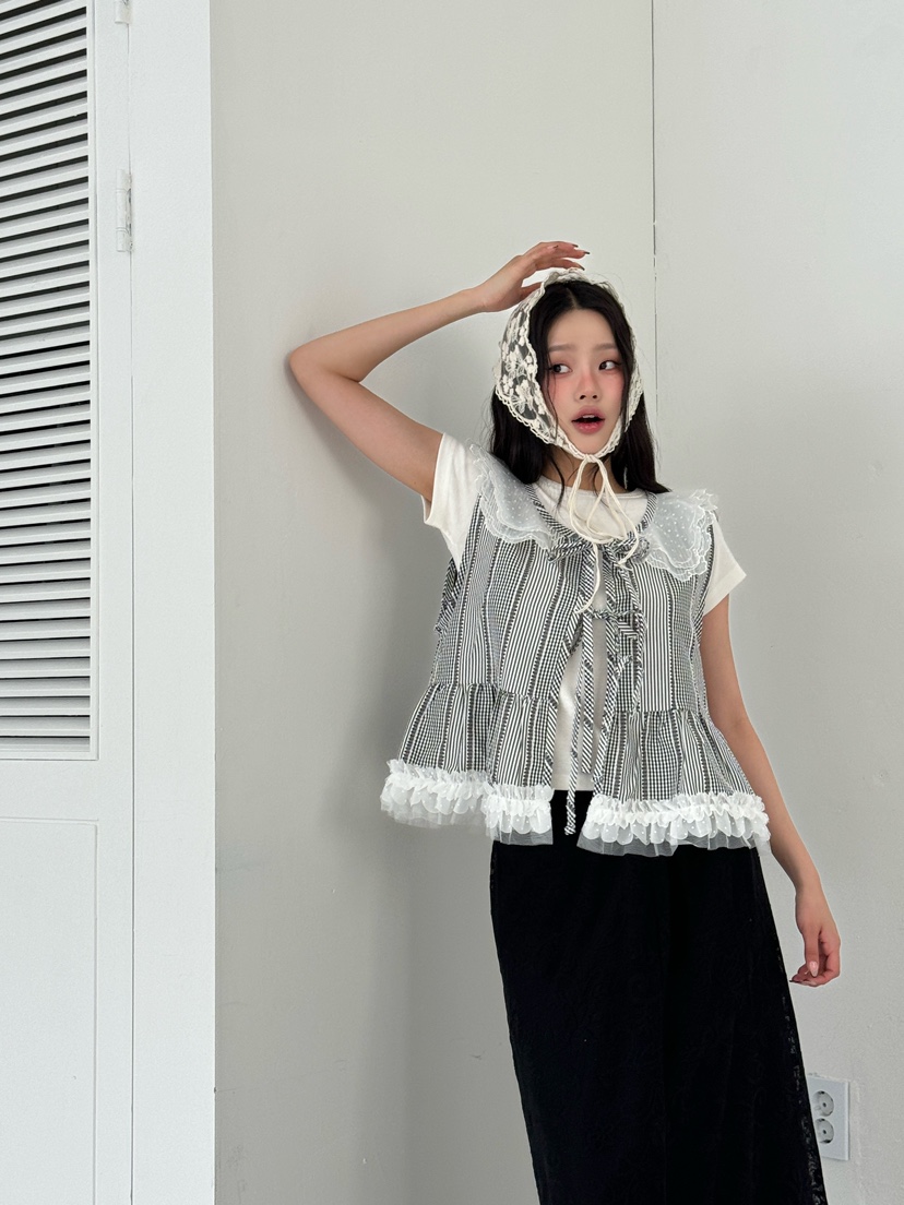 MAISONDEGLORY東大門實拍女裝新品真品時尚人氣休閑馬甲格紋MAISON DE GLORY馬甲