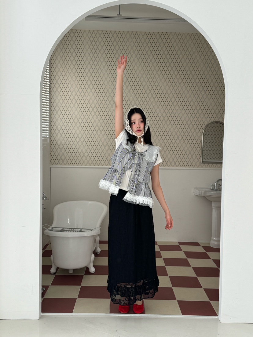 MAISONDEGLORY東大門實拍女裝新品真品時尚人氣休閑馬甲格紋MAISON DE GLORY馬甲