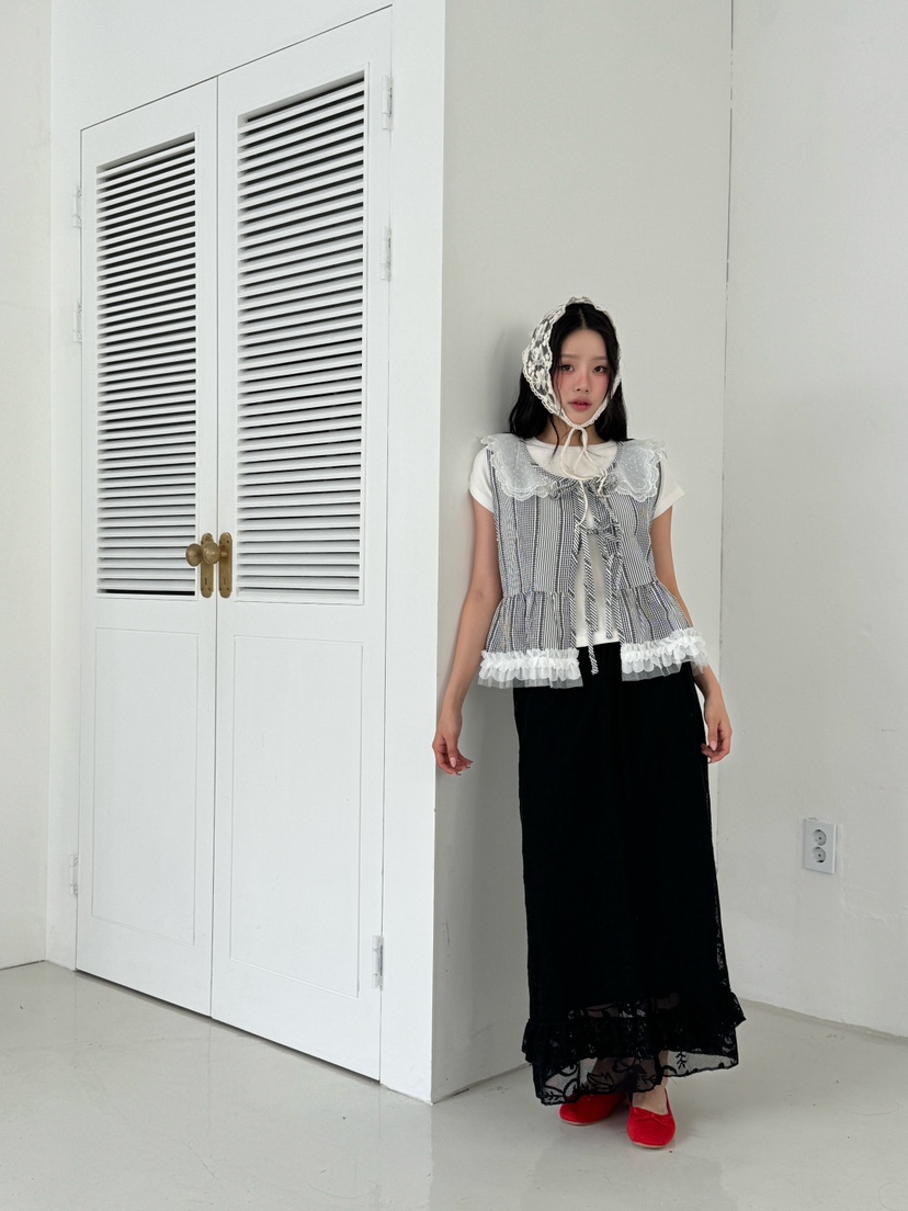 MAISONDEGLORY東大門實拍女裝新品真品時尚人氣休閑馬甲格紋MAISON DE GLORY馬甲