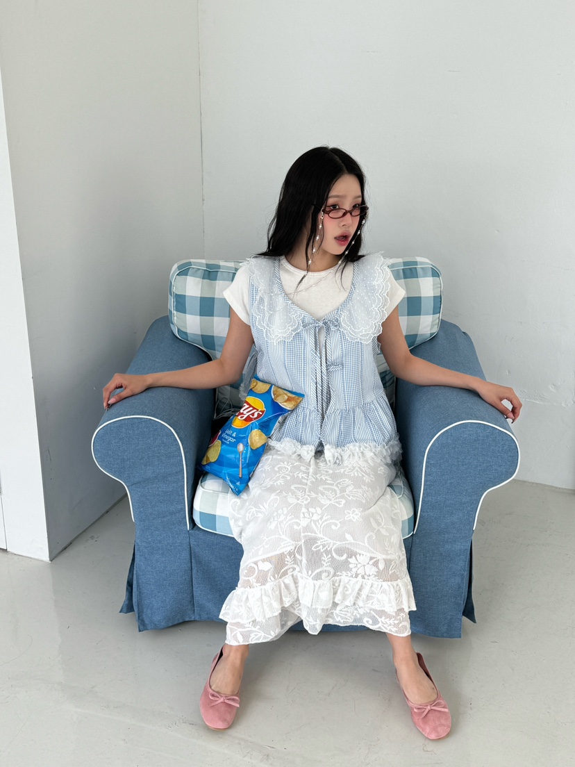 MAISONDEGLORY東大門實拍女裝新品真品時尚人氣休閑馬甲格紋MAISON DE GLORY馬甲