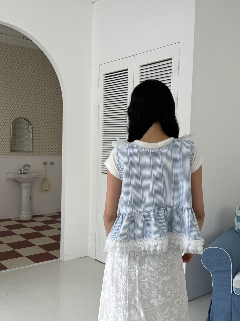 MAISONDEGLORY東大門實拍女裝新品真品時尚人氣休閑馬甲格紋MAISON DE GLORY馬甲