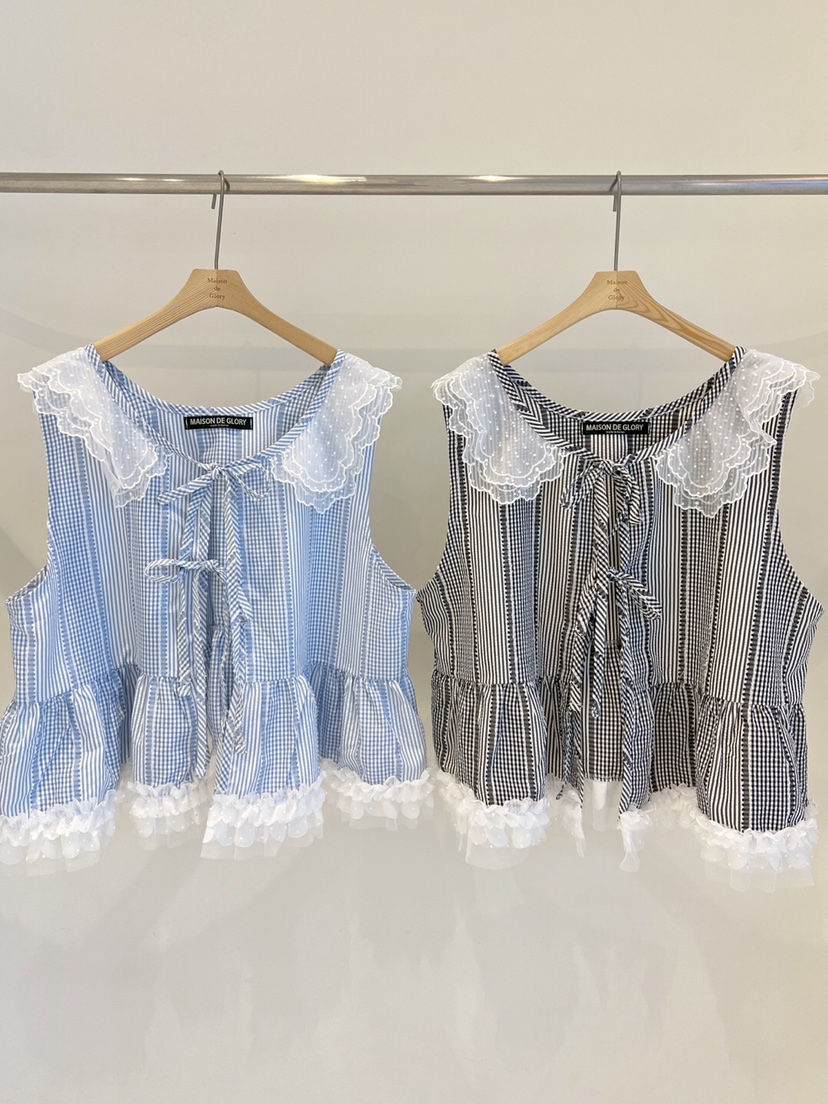 MAISONDEGLORY東大門實拍女裝新品真品時尚人氣休閑馬甲格紋MAISON DE GLORY馬甲