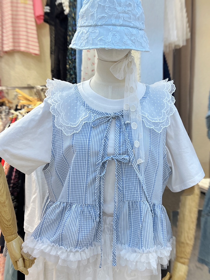 MAISONDEGLORY東大門實拍女裝新品真品時尚人氣休閑馬甲格紋MAISON DE GLORY馬甲