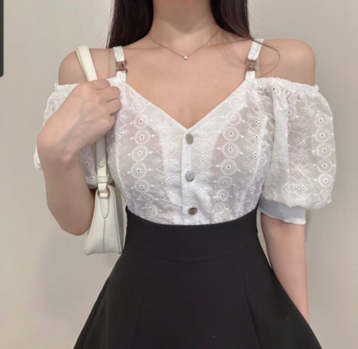 火Ⅱ-화투-T東大門代購女裝新品休閑熱賣25春夏襯衫蕾絲衫火Ⅱ襯衫/蕾絲衫