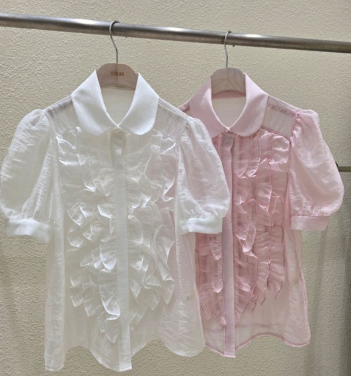 火Ⅱ-화투-T東大門實拍女裝新款25春夏休閑時尚襯衫蕾絲衫火Ⅱ襯衫/蕾絲衫