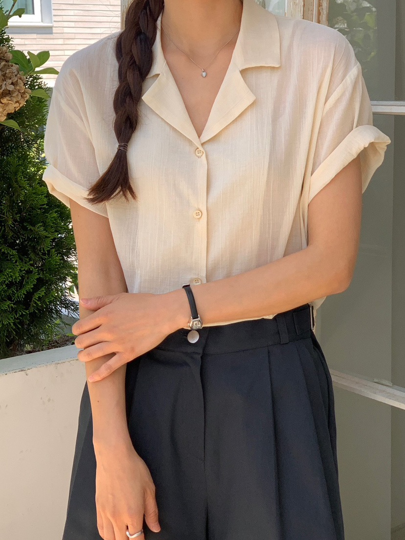 WOOD韓國直郵女士新款職業熱賣人氣時尚休閑襯衫蕾絲衫透明WOOD襯衫/蕾絲衫