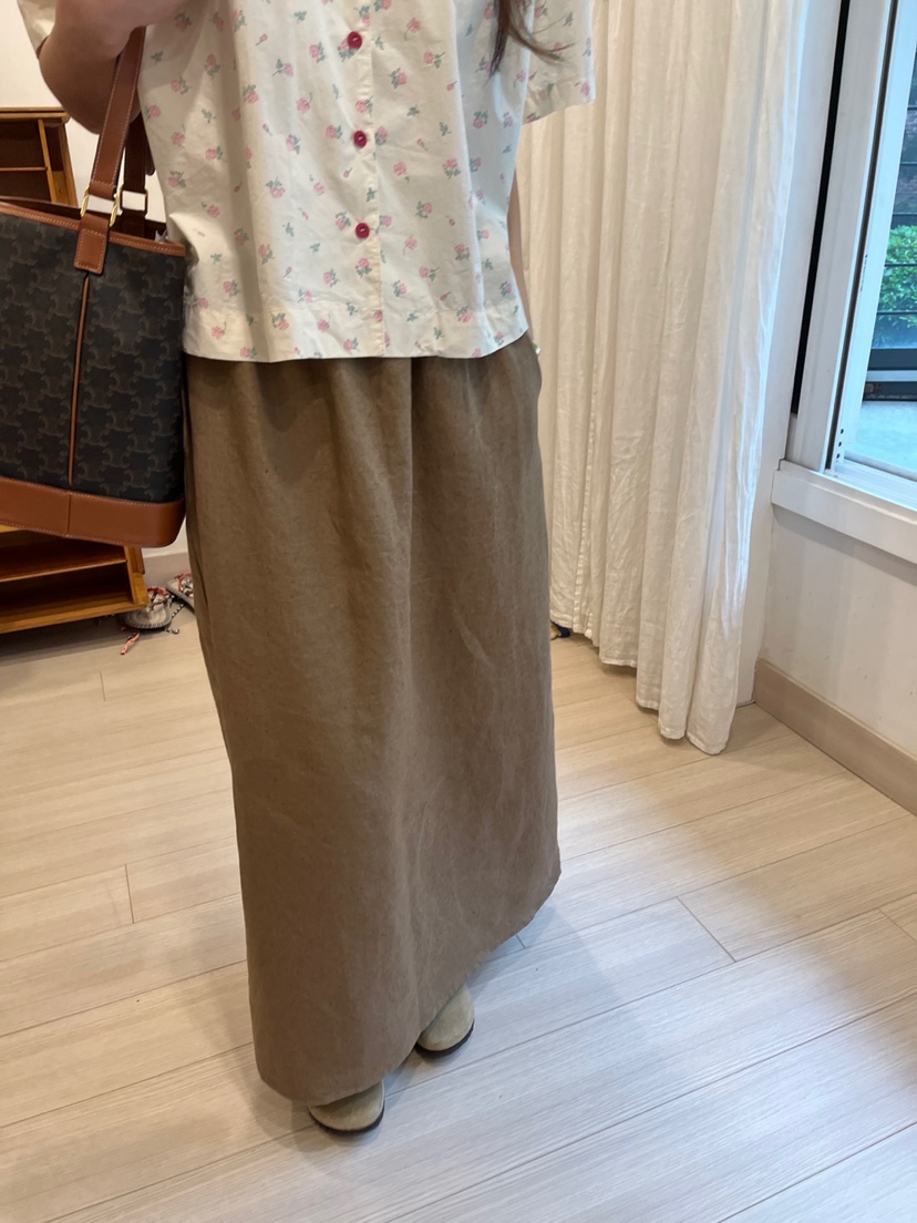 AT NOTE東大門代購女裝新品25春夏人氣推薦休閑長裙亞麻綁帶AT NOTE長裙