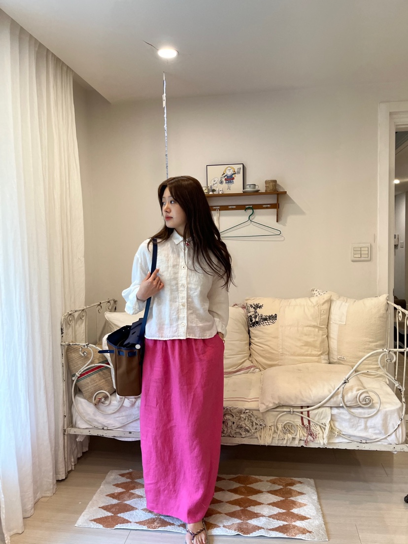 AT NOTE東大門代購女裝新品25春夏人氣推薦休閑長裙亞麻綁帶AT NOTE長裙