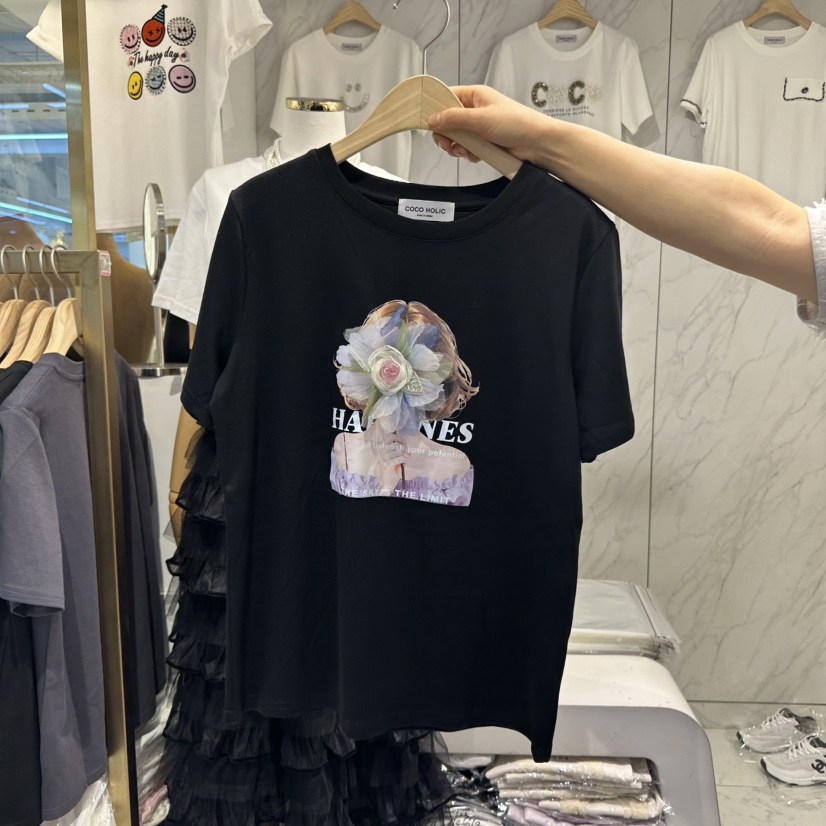 COCO HOLIC東大門實拍女士新款真品休閑25春夏時尚職業T恤COCO HOLICT恤圖色2