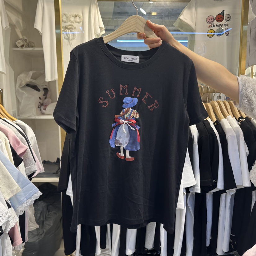 COCO HOLIC東大門代購女士新品職業25春夏推薦人氣熱賣T恤COCO HOLICT恤圖色2