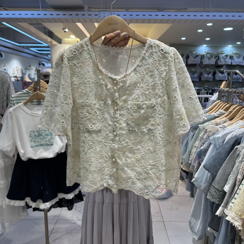 空東大門代購女裝新品熱賣休閑真品人氣時尚襯衫蕾絲衫口袋BELITA襯衫/蕾絲衫圖色2
