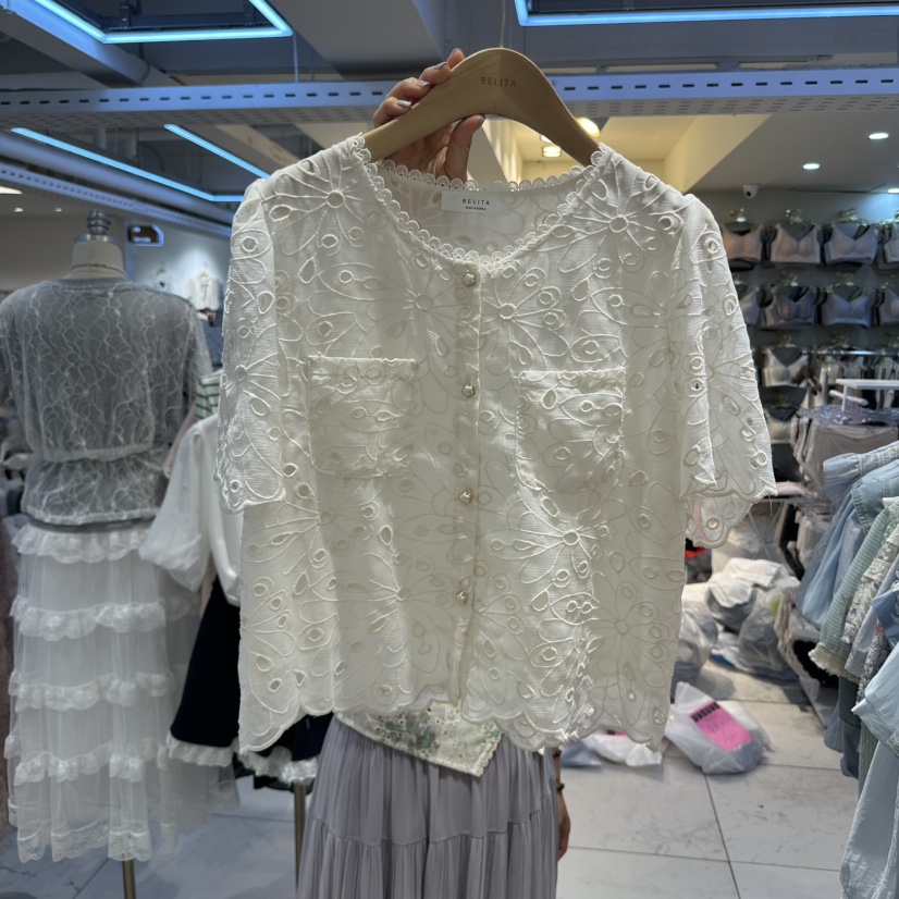 空東大門代購女裝新品熱賣休閑真品人氣時尚襯衫蕾絲衫口袋BELITA襯衫/蕾絲衫圖色3