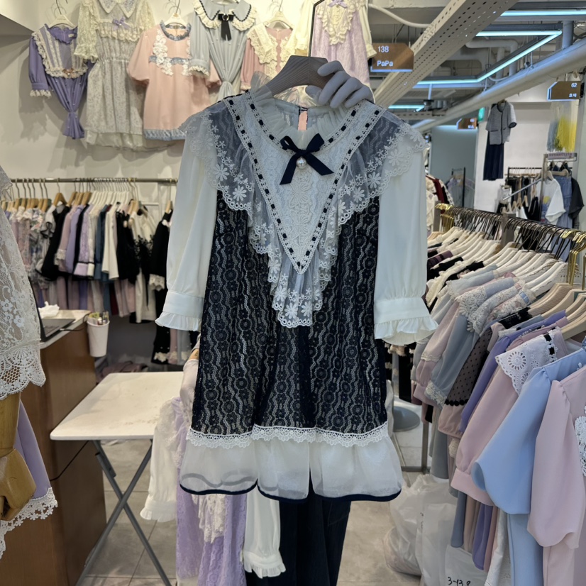 PAPA東大門代購女裝新品熱賣真品推薦時尚休閑25春夏襯衫蕾絲衫PAPA襯衫/蕾絲衫圖色2