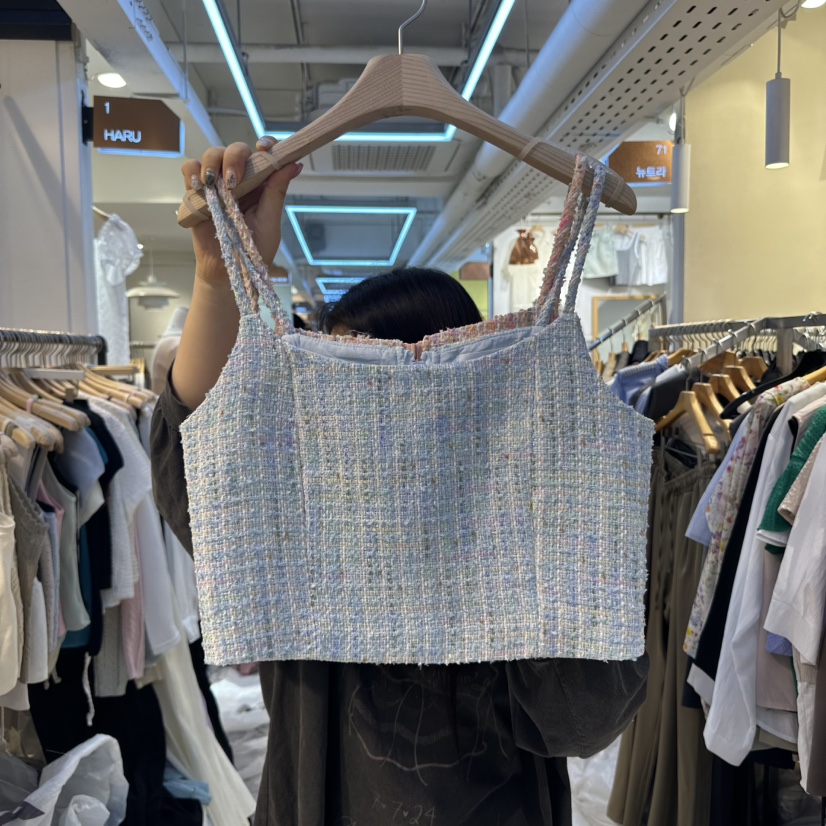 HARU韓國代購女士新款推薦休閑人氣真品25春夏吊帶背心粗花呢HARU吊帶/背心圖色3