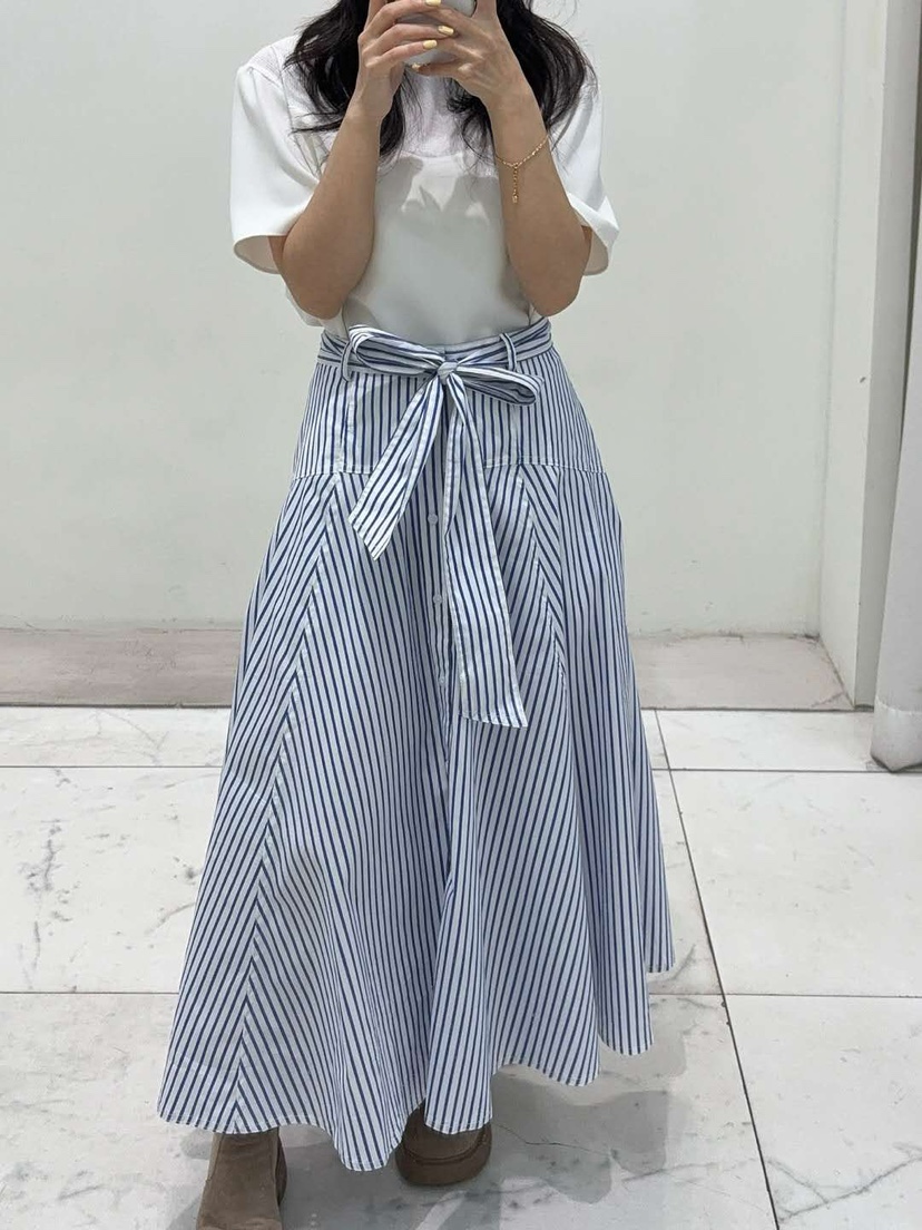 BLUE RIBBON東大門直郵女士新款25春夏時尚長裙含腰帶條紋BLUE RIBBON長裙