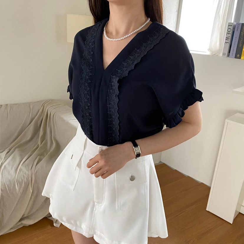 BLUE RIBBON韓國直郵女裝新品推薦25春夏休閑熱賣襯衫蕾絲衫BLUE RIBBON襯衫/蕾絲衫
