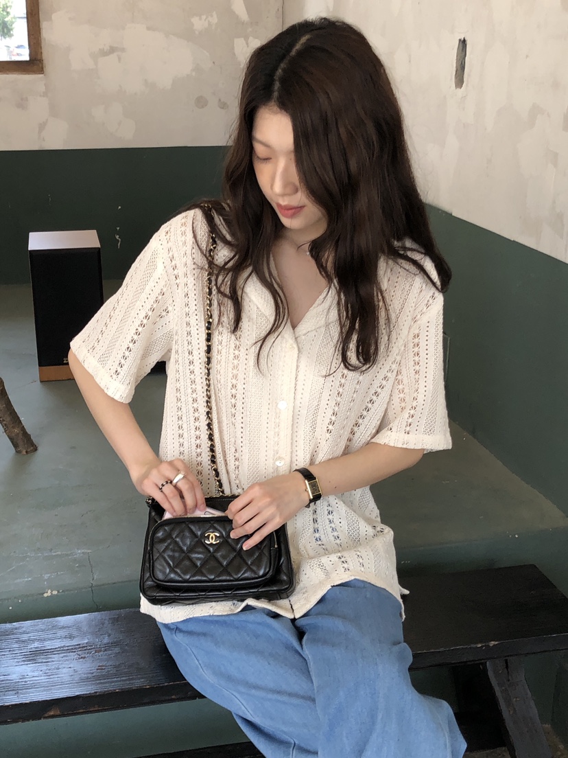 ERUME韓國直郵㊣女裝新款熱賣休閑時尚25春夏人氣襯衫蕾絲衫ERUME襯衫/蕾絲衫
