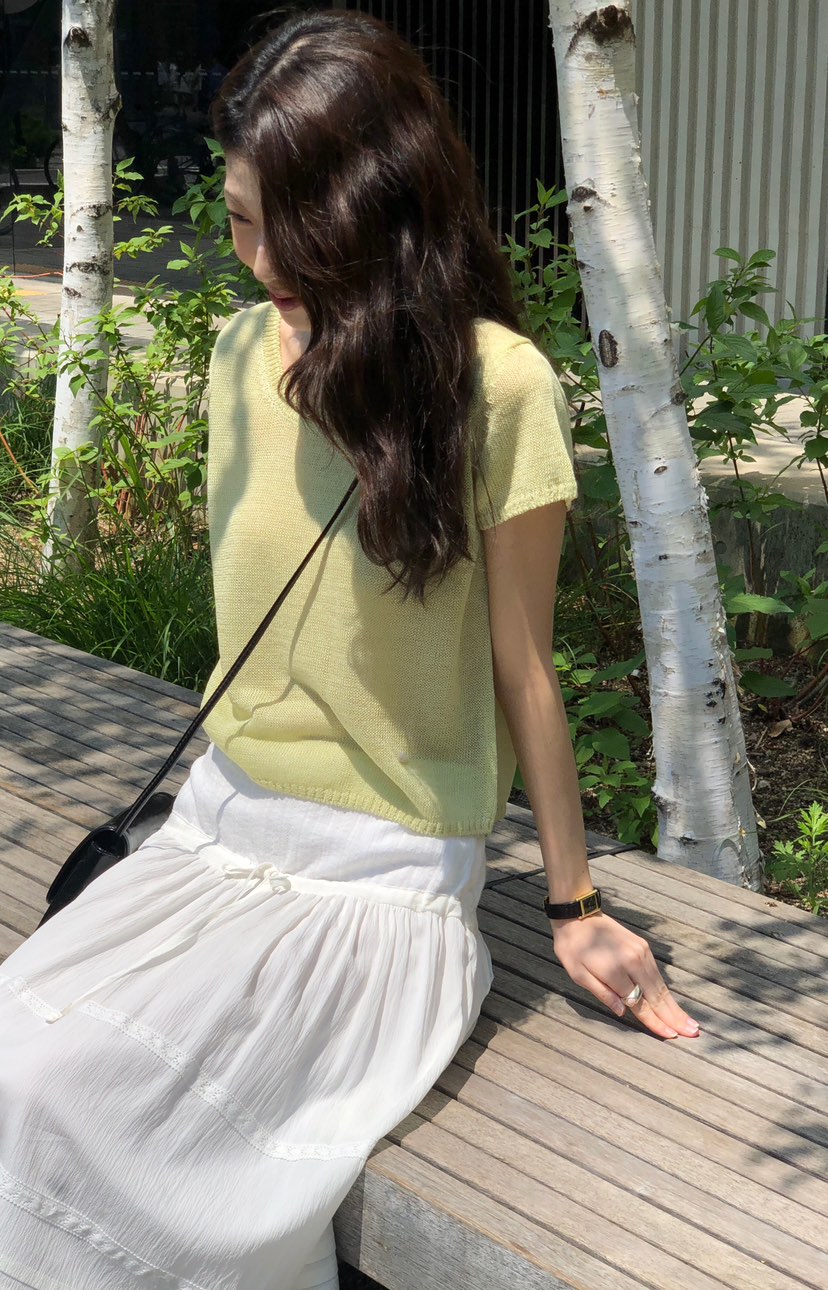 ERUME直郵韓國代購㊣女裝新款熱賣時尚休閑推薦25春夏針織衫亞麻ERUME針織衫