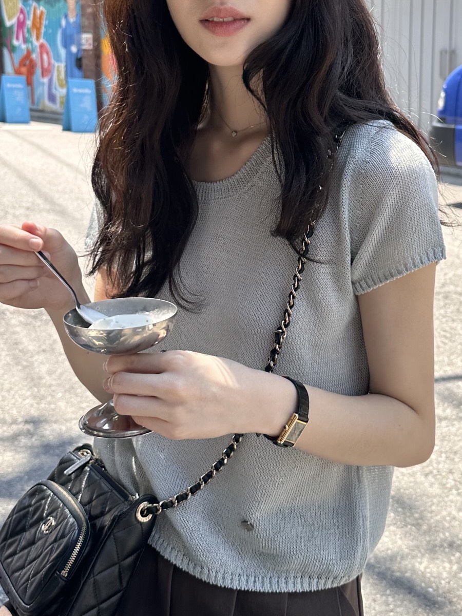 ERUME直郵韓國代購㊣女裝新款熱賣時尚休閑推薦25春夏針織衫亞麻ERUME針織衫