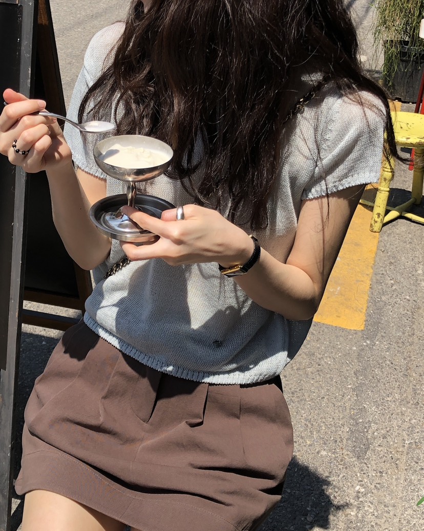 ERUME直郵韓國代購㊣女裝新款熱賣時尚休閑推薦25春夏針織衫亞麻ERUME針織衫