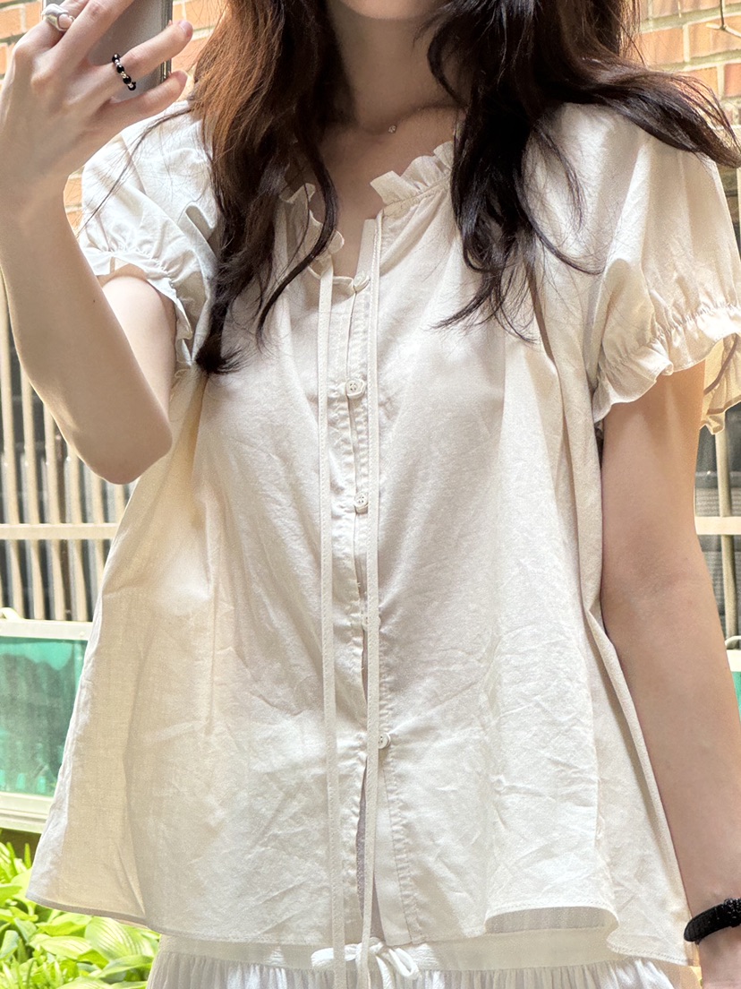 ERUME韓國㊣直郵東大門代購女裝新款時尚25春夏人氣襯衫蕾絲衫ERUME襯衫/蕾絲衫