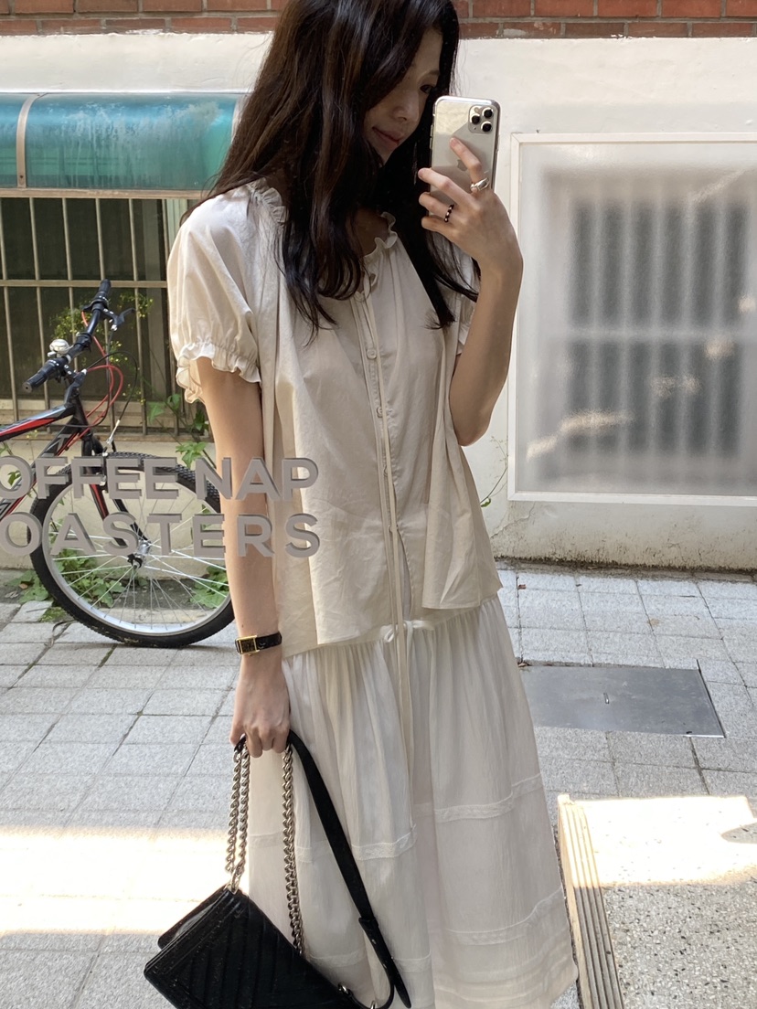 ERUME韓國㊣直郵東大門代購女裝新款時尚25春夏人氣襯衫蕾絲衫ERUME襯衫/蕾絲衫