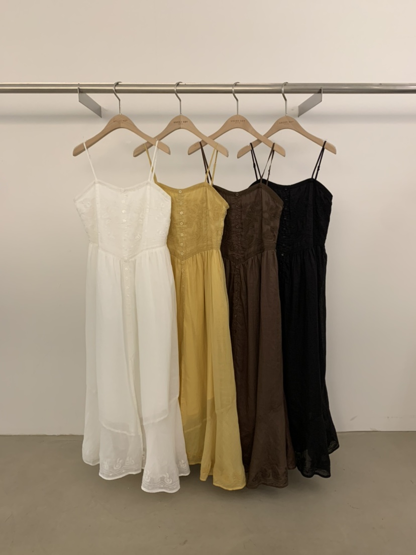 UNDER KEY直郵韓國代購㊣女裝新款時尚熱賣連衣裙刺繡亞麻UNDER KEY連衣裙