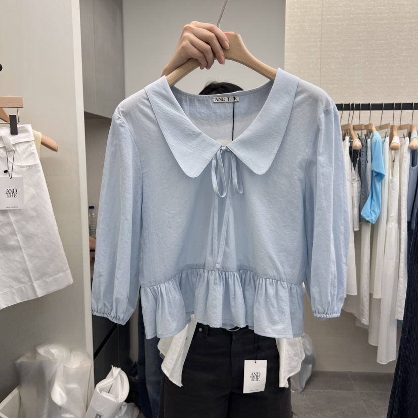 AND THE韓國直郵㊣東大門實拍女裝新品熱賣休閑襯衫蕾絲衫AND THE襯衫/蕾絲衫圖色2