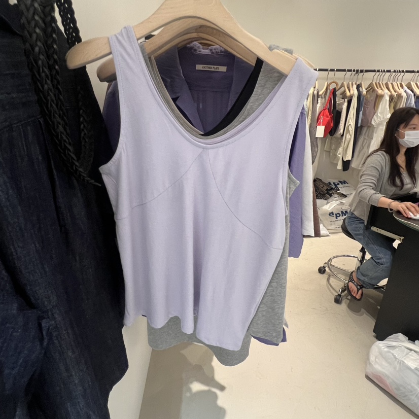 PLATE韓國直郵㊣東大門實拍女裝新款25春夏人氣休閑吊帶背心PLATE吊帶/背心圖色2