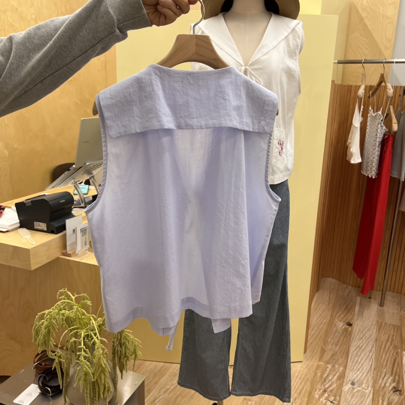 THEPLAN韓國㊣直郵東大門代購女裝新款休閑熱賣馬甲口袋刺繡THE PLAN馬甲