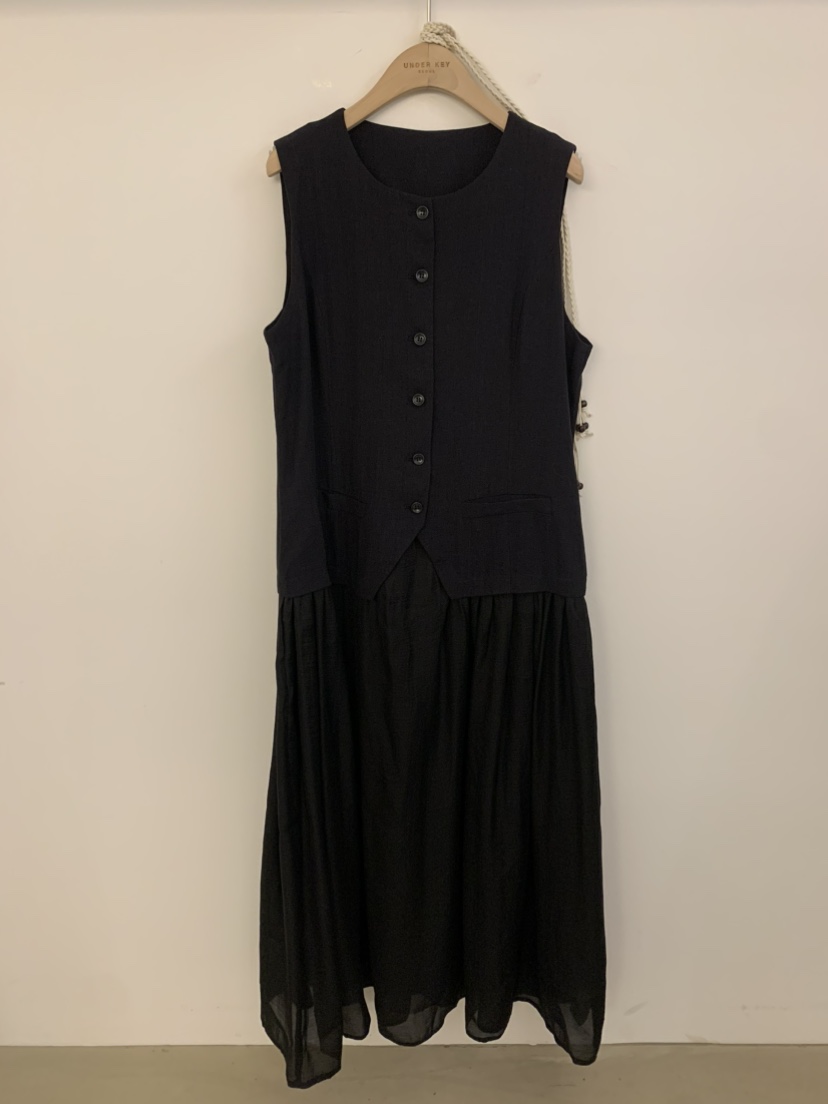 UNDER KEY韓國直郵㊣女裝新品休閑25春夏連衣裙含腰繩亞麻UNDER KEY連衣裙圖色2