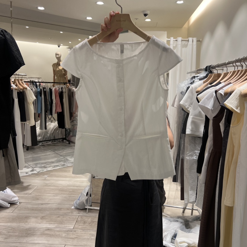 ADELINE直郵韓國代購㊣女裝新款熱賣推薦25春夏時尚襯衫蕾絲衫ADELINE襯衫/蕾絲衫圖色1