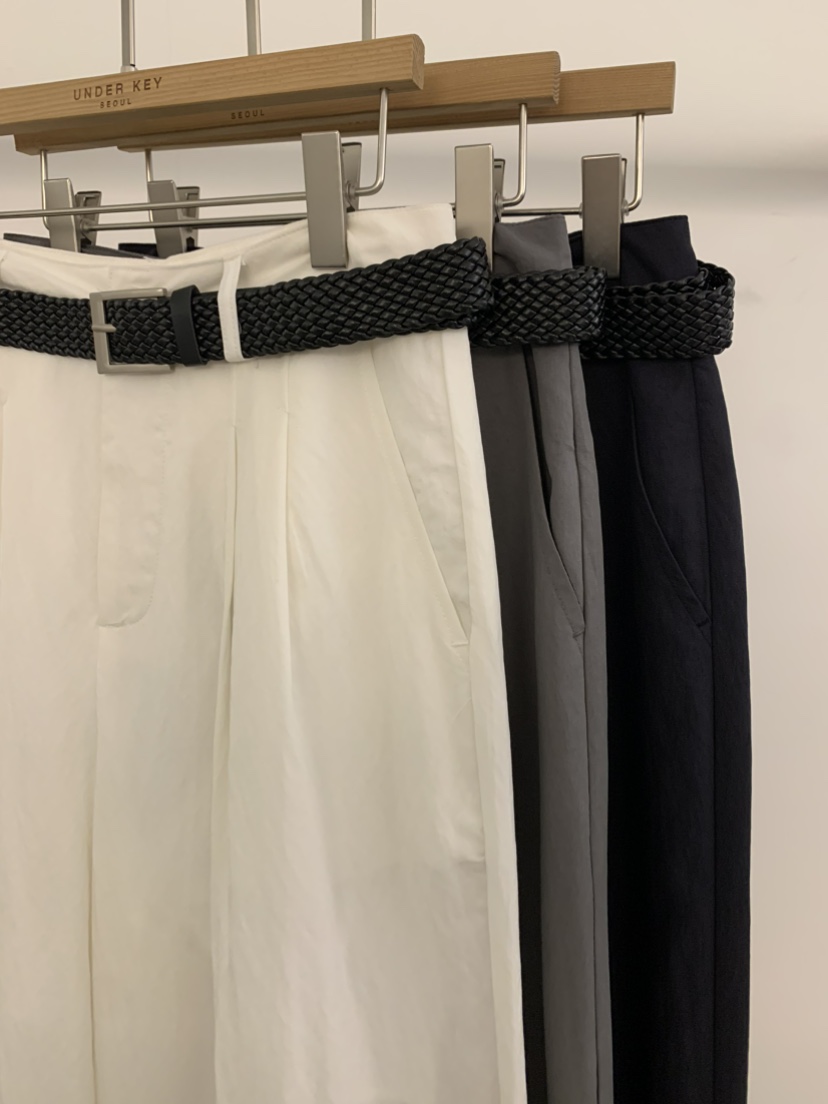 UNDER KEY韓國直郵㊣女裝新品25春夏休閑休閑褲含腰帶天絲UNDER KEY休閑褲