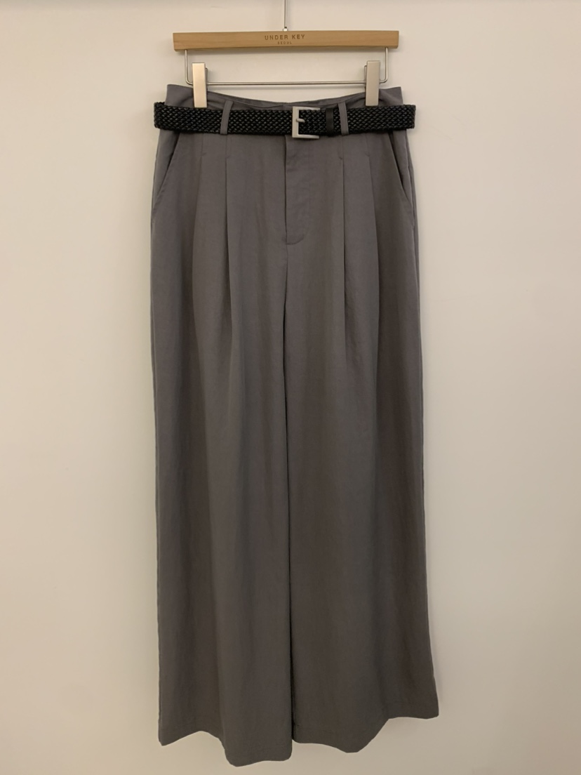 UNDER KEY韓國直郵㊣女裝新品25春夏休閑休閑褲含腰帶天絲UNDER KEY休閑褲圖色2
