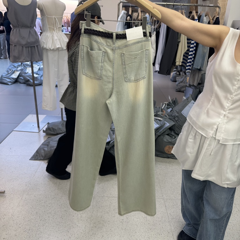 SANDALWOOD韓國㊣直郵東大門代購女裝新品時尚牛仔褲不含腰帶復古SANDALWOOD牛仔褲