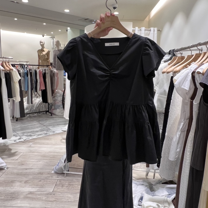 ADELINE韓國㊣直郵東大門代購女裝新品時尚休閑人氣襯衫蕾絲衫ADELINE襯衫/蕾絲衫圖色3