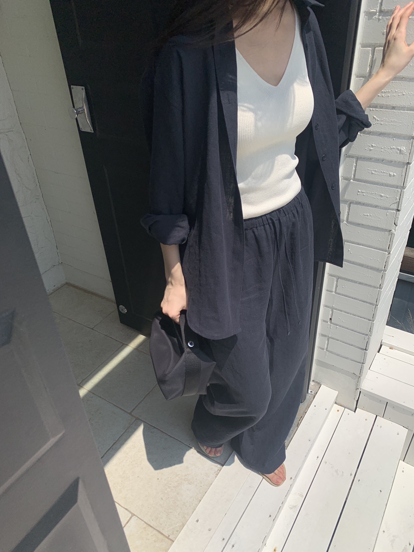 LOGARDEN韓國㊣直郵東大門代購女裝新款時尚襯衫蕾絲衫亞麻布LO GARDEN襯衫/蕾絲衫