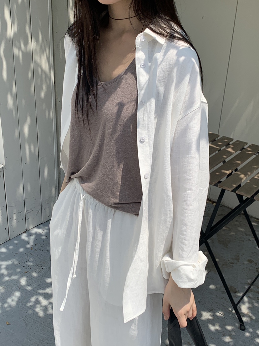 LOGARDEN韓國㊣直郵東大門代購女裝新款時尚襯衫蕾絲衫亞麻布LO GARDEN襯衫/蕾絲衫