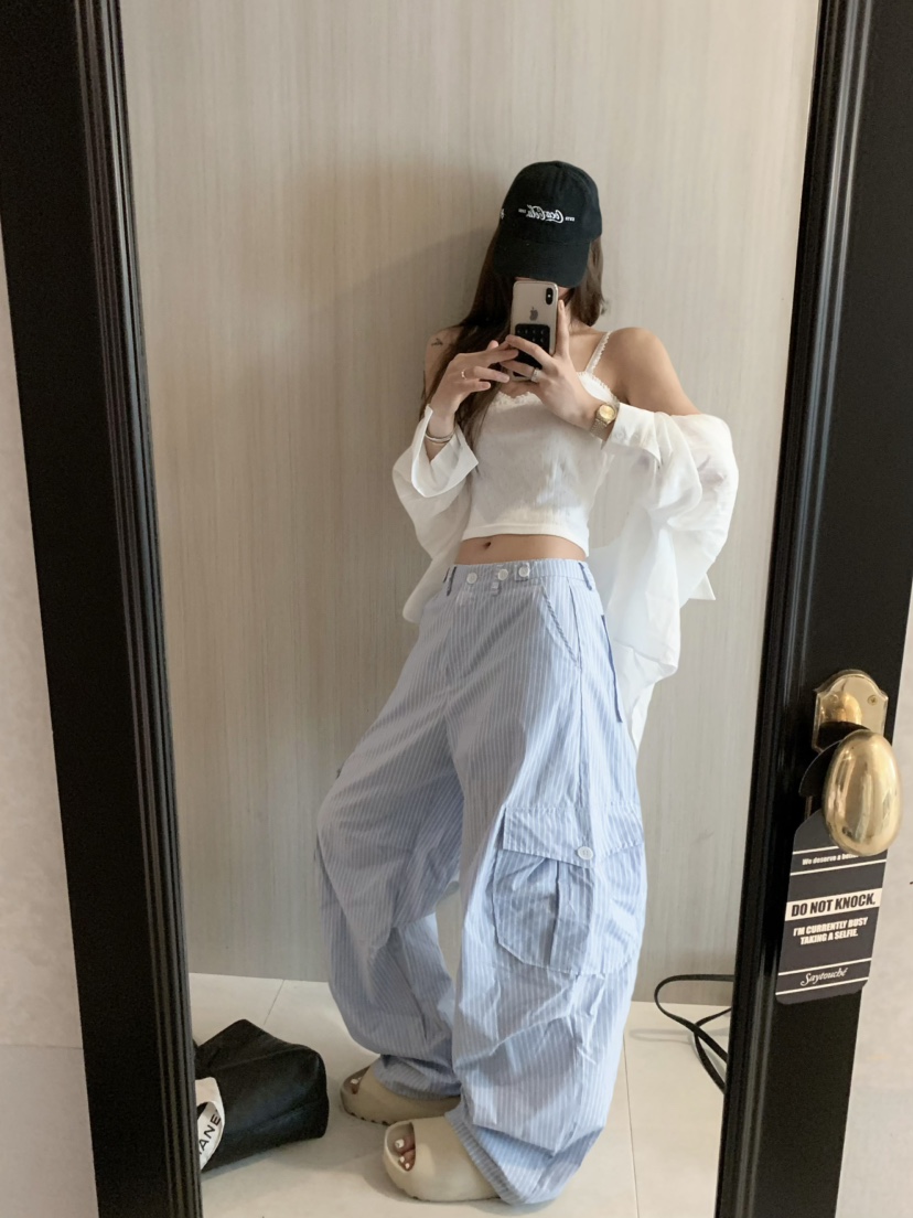 VIRKIN韓國直郵㊣女裝新品25春夏休閑人氣熱賣推薦休閑褲條紋VIRKIN休閑褲