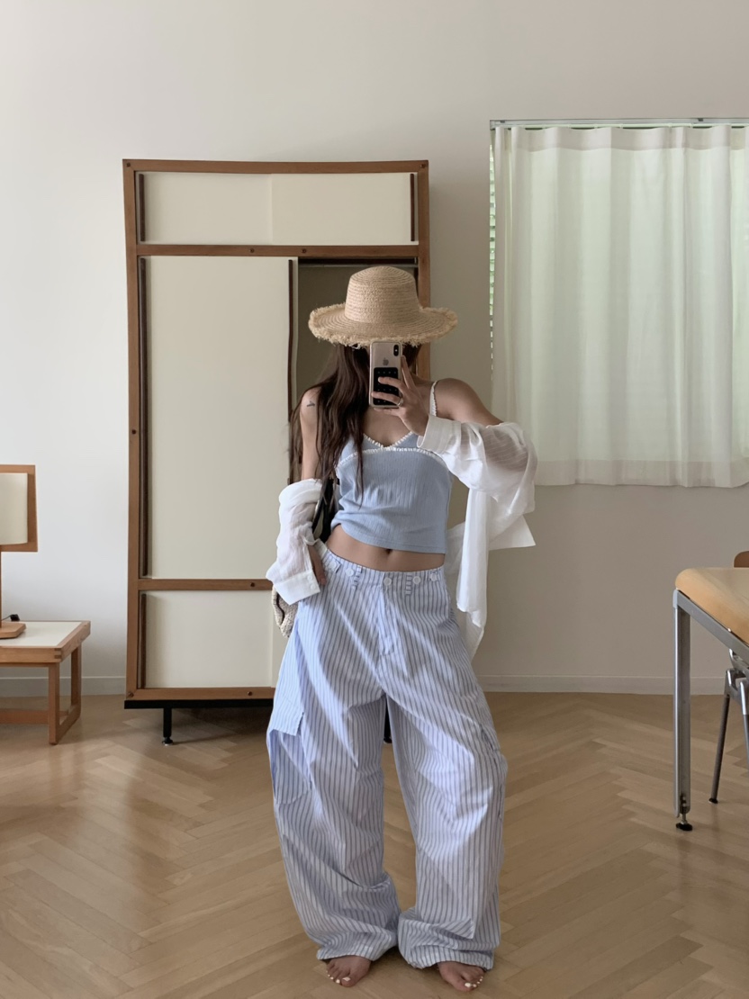 VIRKIN韓國直郵㊣女裝新品25春夏休閑人氣熱賣推薦休閑褲條紋VIRKIN休閑褲