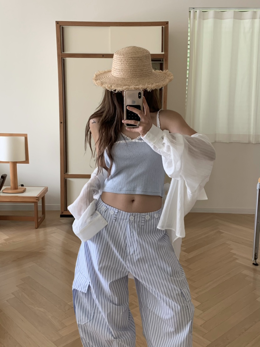VIRKIN韓國直郵㊣女裝新品25春夏休閑人氣熱賣推薦休閑褲條紋VIRKIN休閑褲
