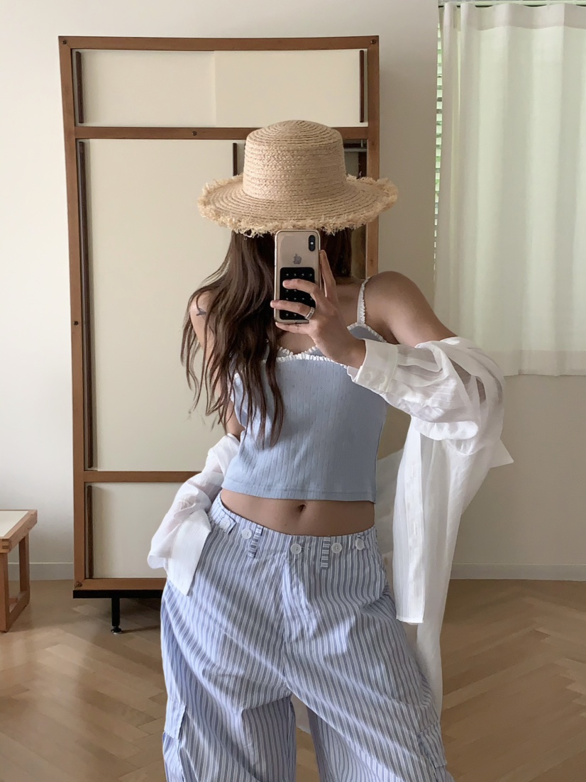VIRKIN韓國直郵㊣女裝新品25春夏休閑人氣熱賣推薦休閑褲條紋VIRKIN休閑褲
