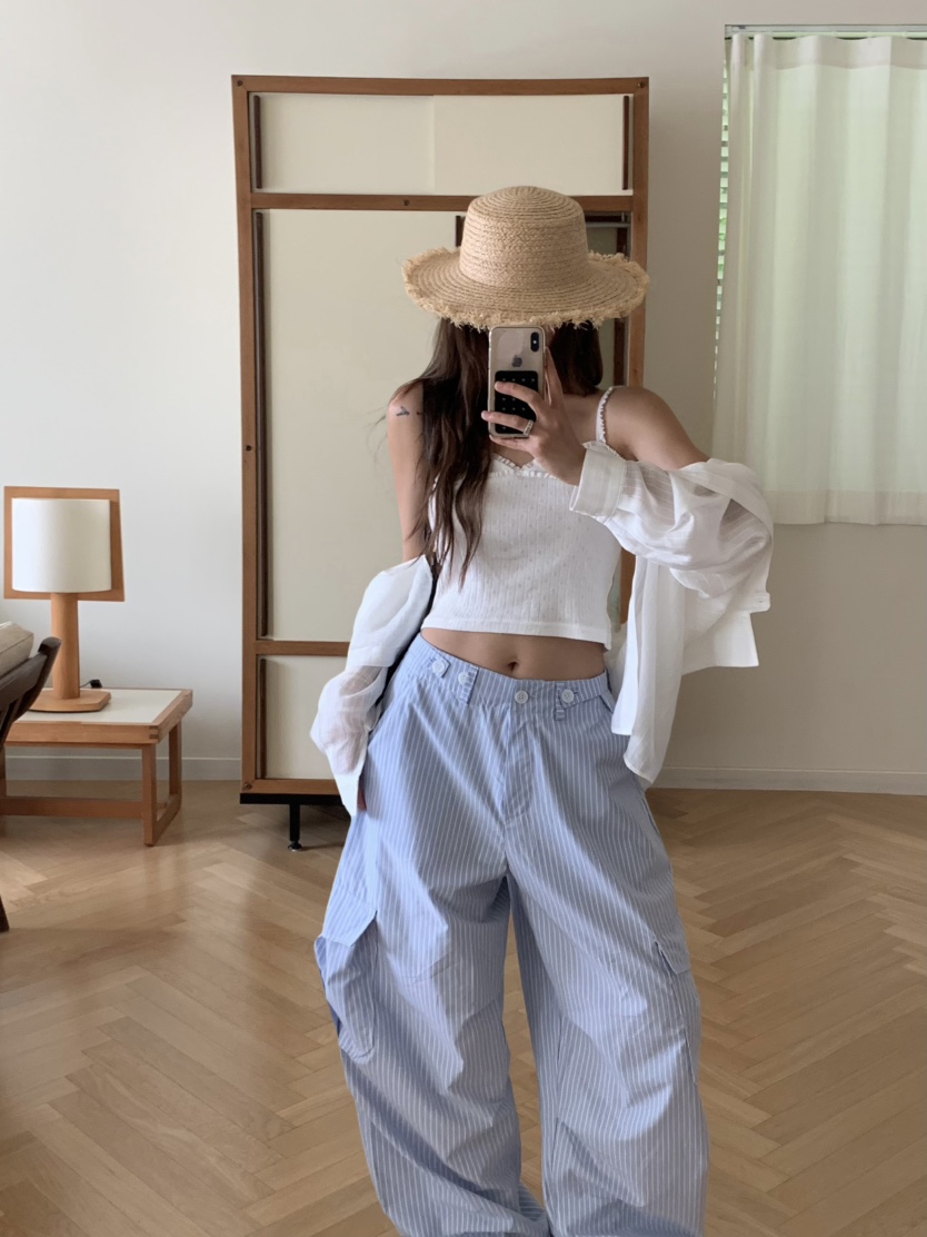 VIRKIN韓國直郵㊣女裝新品25春夏休閑人氣熱賣推薦休閑褲條紋VIRKIN休閑褲