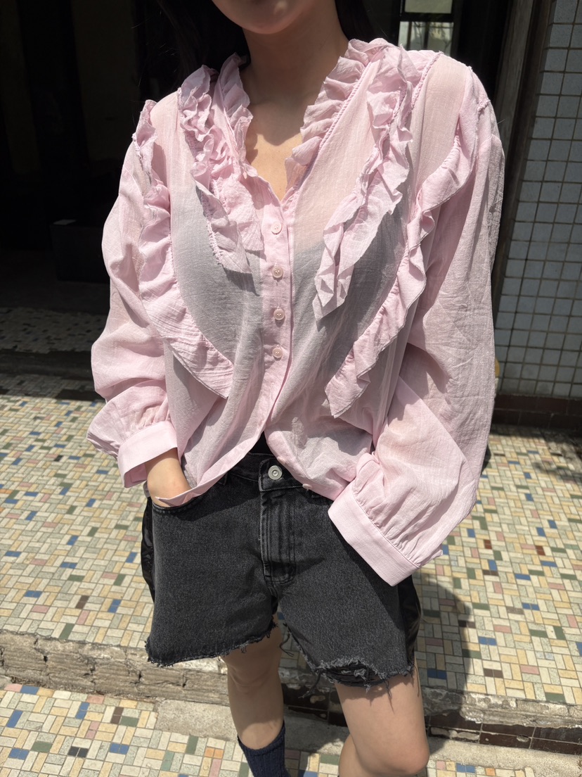 FRANC—L韓國直郵㊣東大門實拍女裝新款人氣休閑襯衫蕾絲衫FRANC襯衫/蕾絲衫