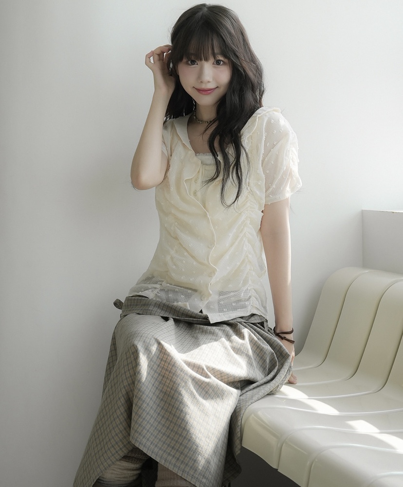 I I韓國直郵㊣東大門實拍女裝新款時尚休閑人氣襯衫蕾絲衫ITSSONG襯衫/蕾絲衫