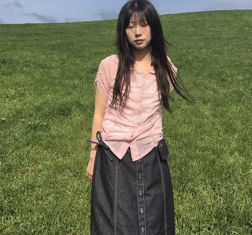 I I韓國直郵㊣東大門實拍女裝新款時尚休閑人氣襯衫蕾絲衫ITSSONG襯衫/蕾絲衫