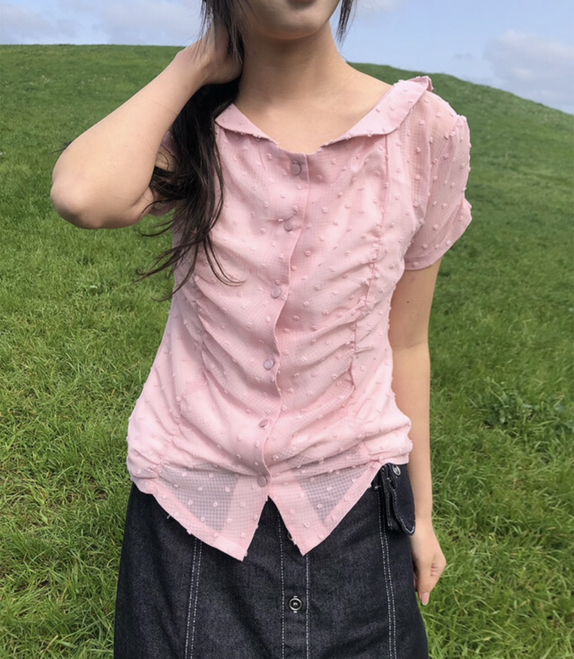 I I韓國直郵㊣東大門實拍女裝新款時尚休閑人氣襯衫蕾絲衫ITSSONG襯衫/蕾絲衫圖色2