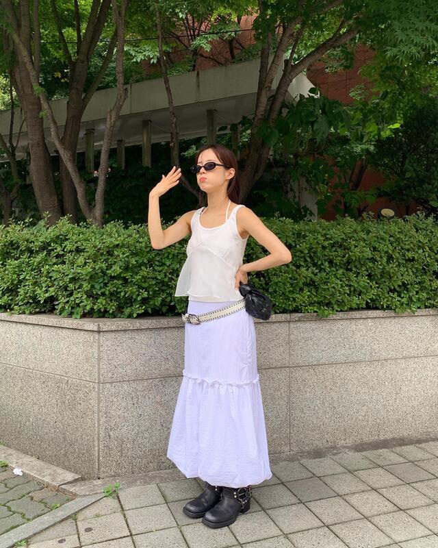 I I韓國直郵㊣女裝新款25春夏休閑人氣熱賣時尚推薦長裙尼龍ITSSONG長裙
