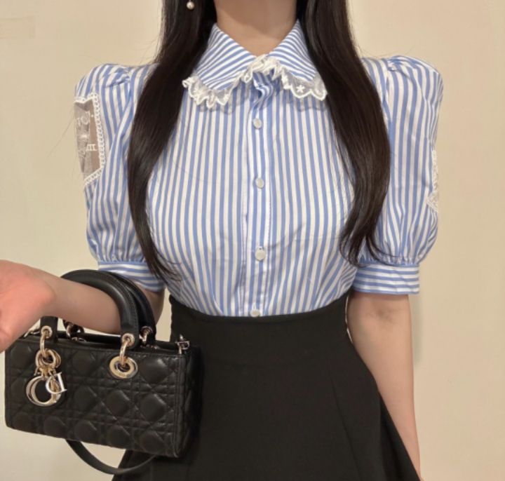 火Ⅱ-화투-T直郵韓國代購㊣女裝新品人氣25春夏襯衫蕾絲衫火Ⅱ襯衫/蕾絲衫